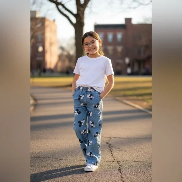 H&M Kids Blue Mickey Mouse Jeans - Picture 1 of 6